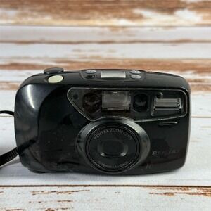 Pentax IQZoom EZY 35mm Film Point and Shoot Camera Black Auto Focus Used